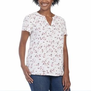 Hilary Radley v-neck printed floral top Size: L